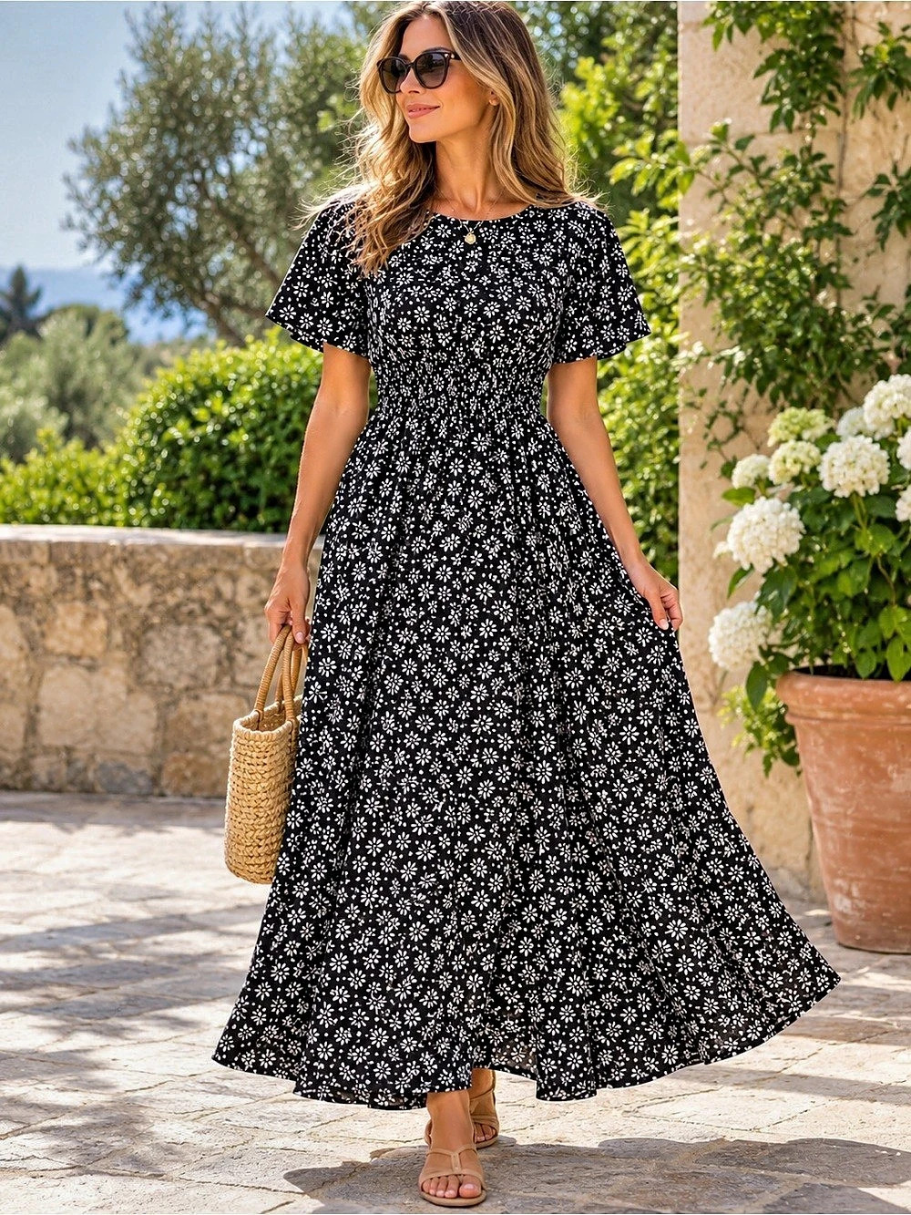 Tiare Hawaii Hollie Maxi Dress Floral Black & White